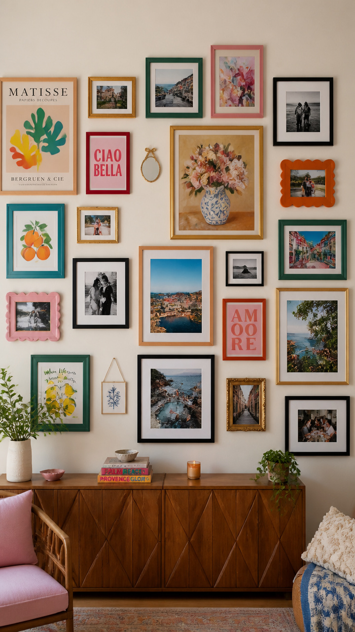 Gallery Wall with Personal Photos and Art
