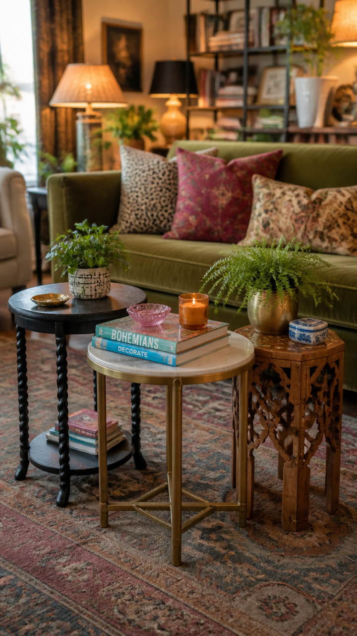 Cluster of Small Tables Instead of One Large Coffee Table