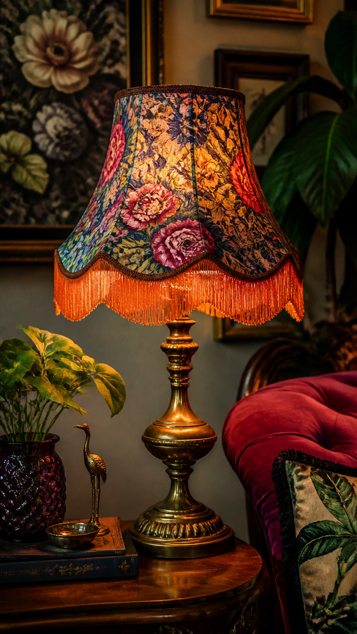 Vintage Lamps with Colorful Shades