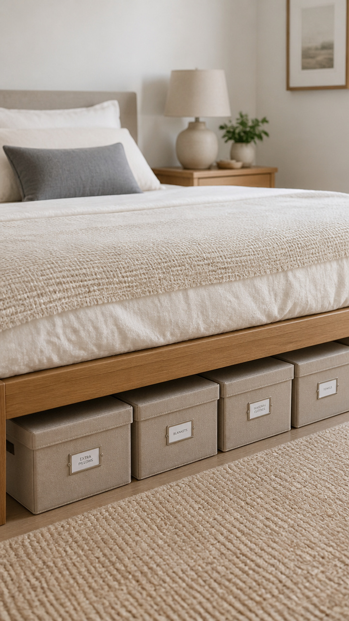 Use Matching Storage Boxes Under Beds