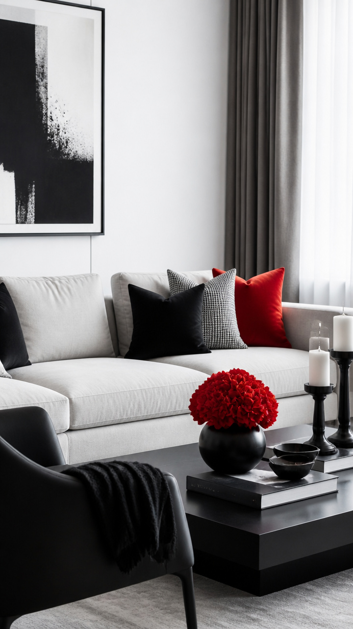 Switch to Monochrome Accents with a Pop of Color