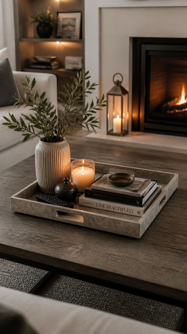 Style Coffee Tables with a Tray and Purposeful Items