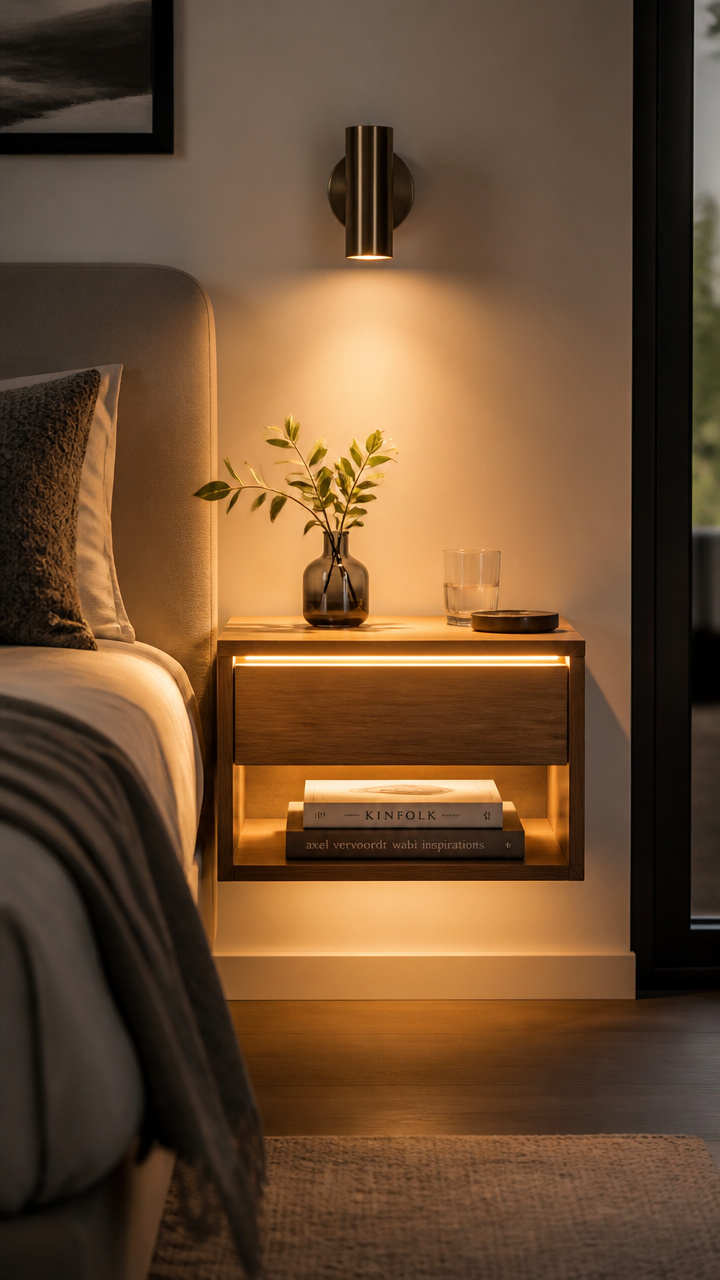 Add Floating Nightstands with Integrated Lighting