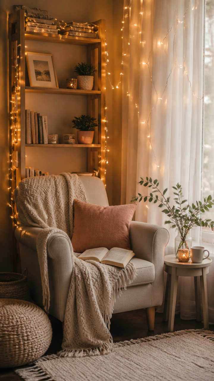 Drape Fairy Lights Around a Reading Nook