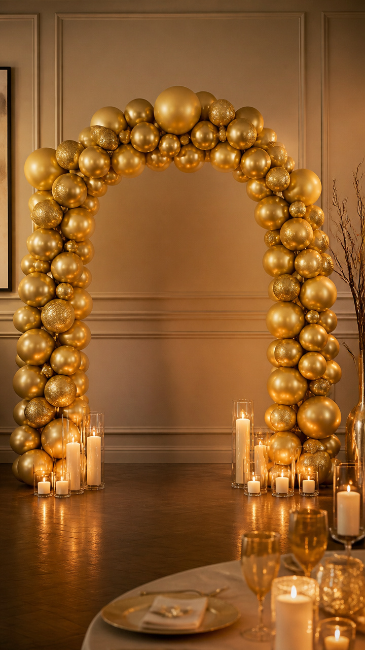 Glittering Gold Balloon Arch