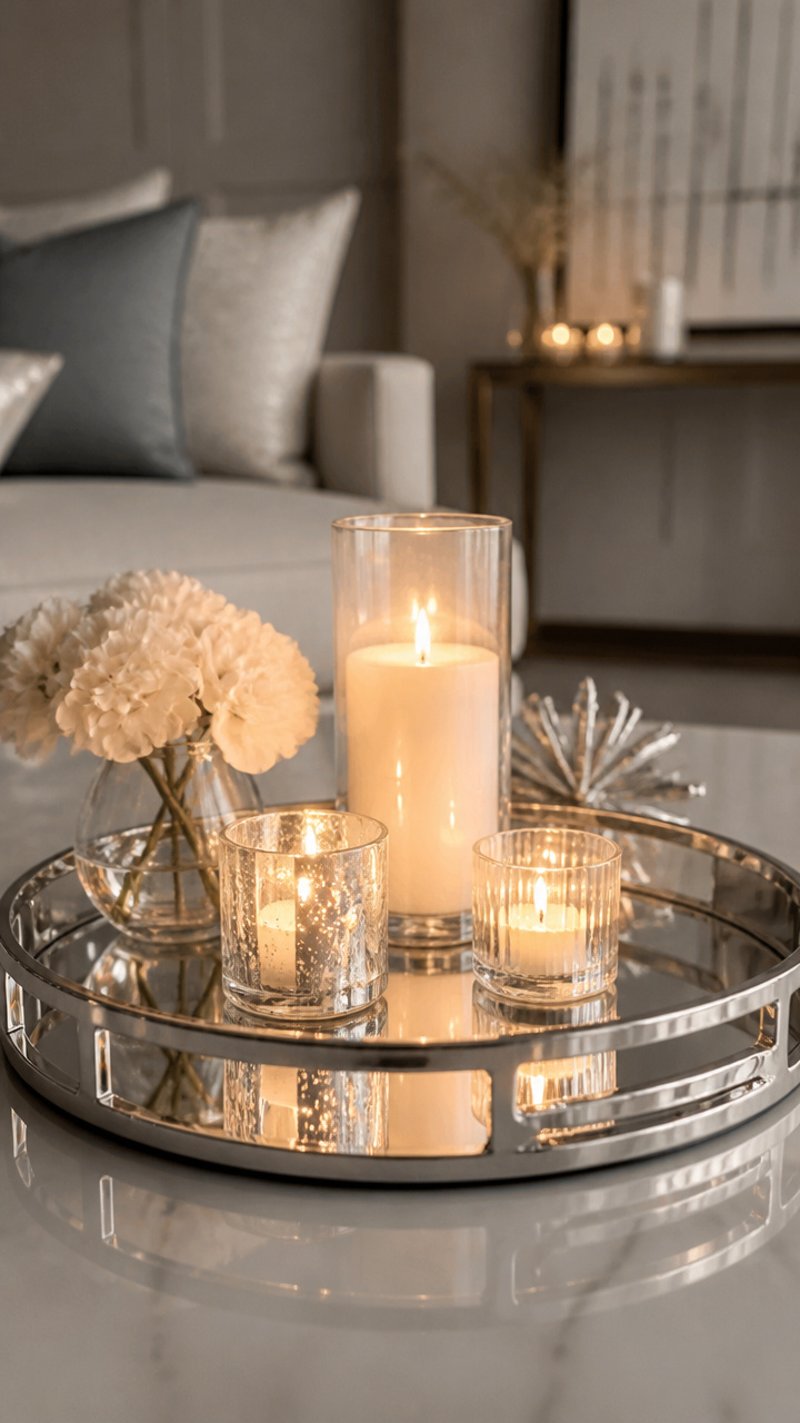 Mirrored Trays with Candles