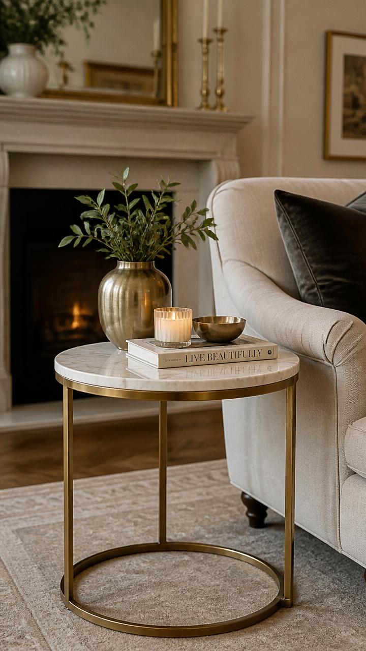 Marble-Top Side Table