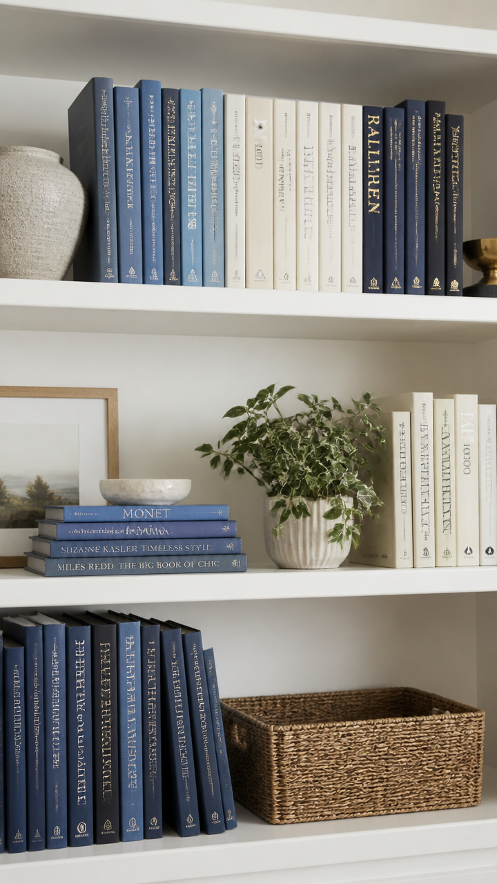 Style Books by Color on Open Shelves