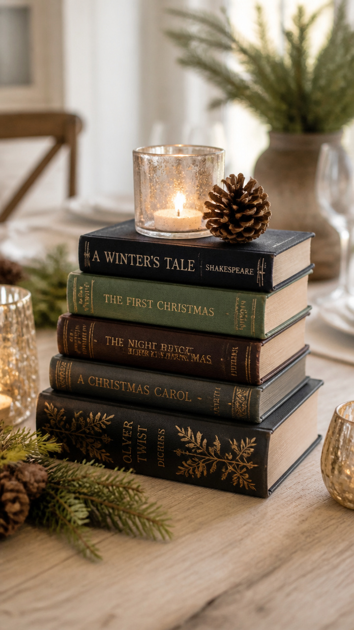 Turn Old Books into Stacked Centerpieces