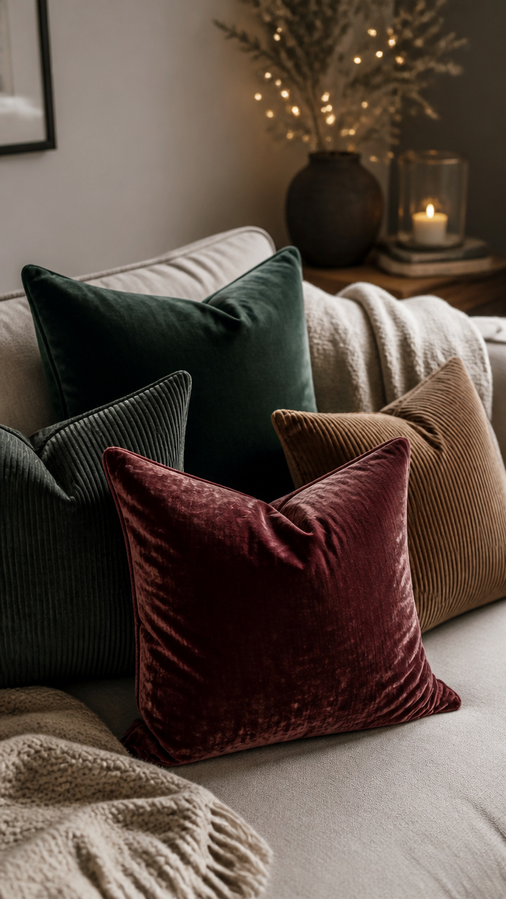Swap Out Pillows for Velvet or Corduroy Covers