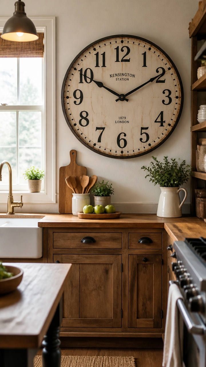 Display a Single Statement Clock in the Kitchen