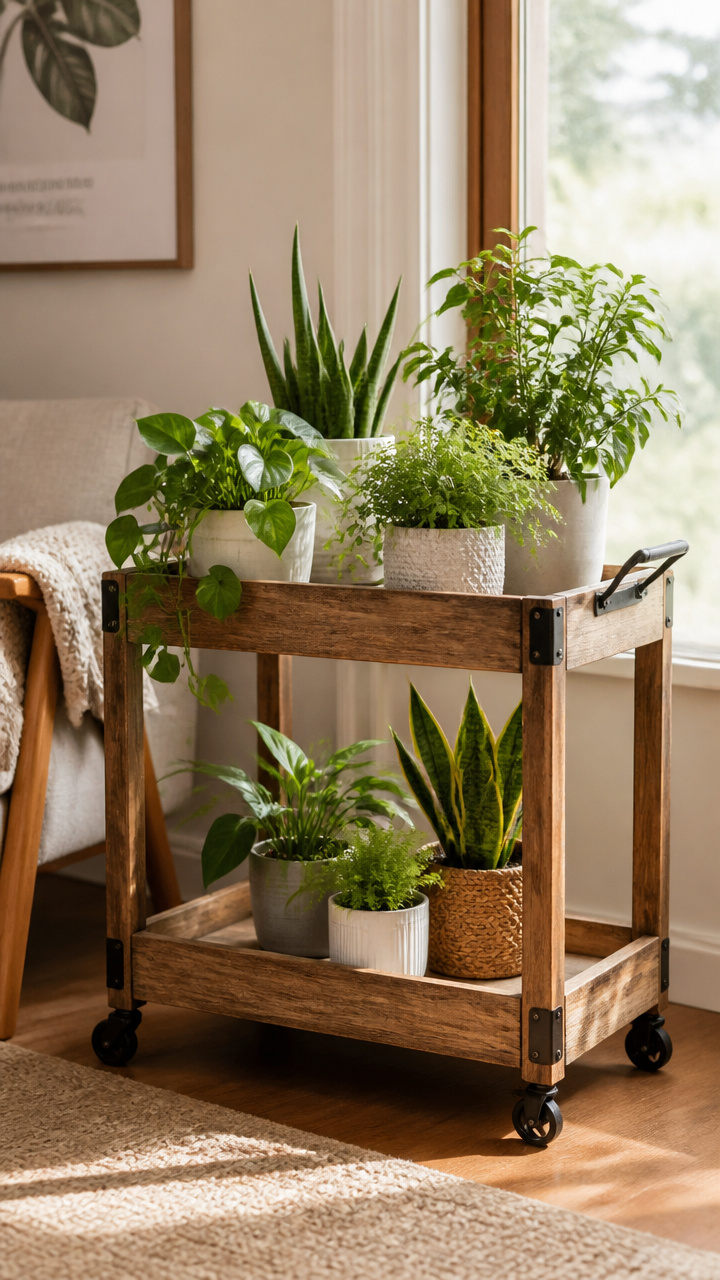 Group Plants on a Rolling Cart