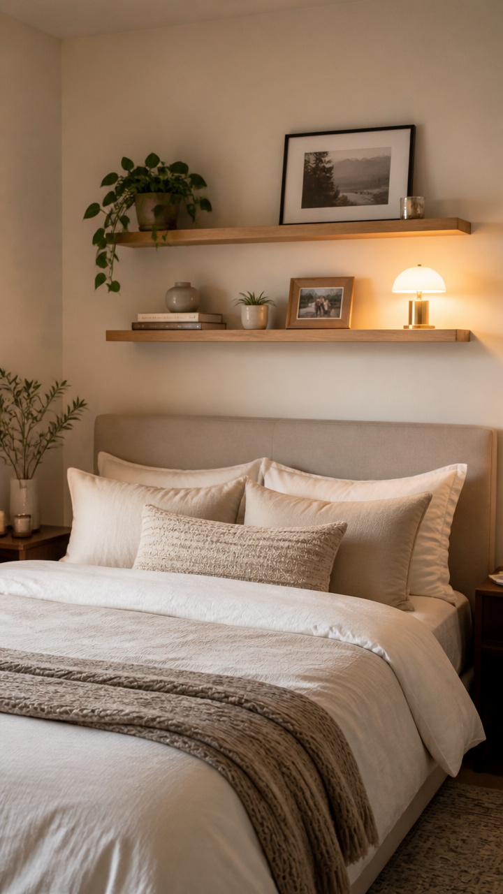 Mount Floating Shelves Above the Bed