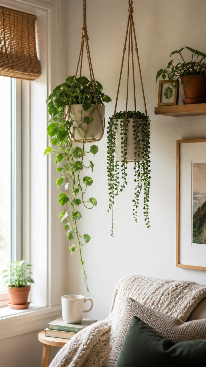 Hanging Planters with Trailing Greens