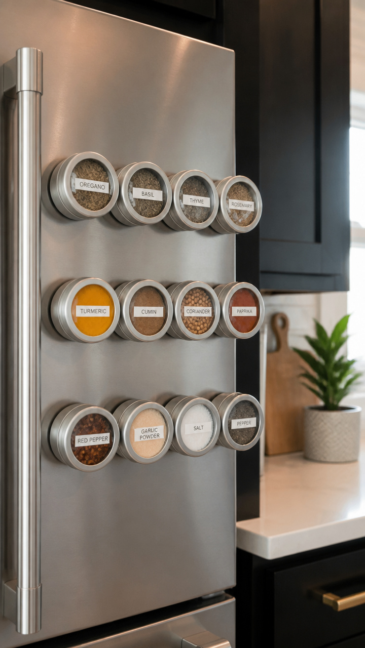 Magnetic Spice Racks on the Fridge