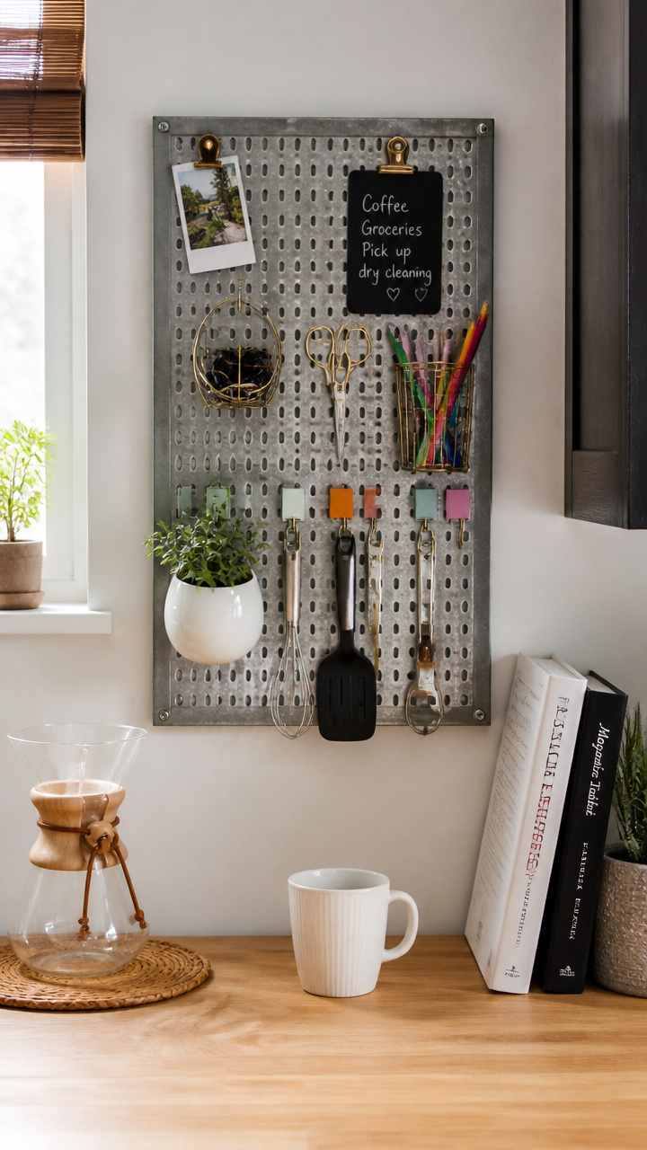 Mini Chalkboard or Pegboard for Notes and Tools