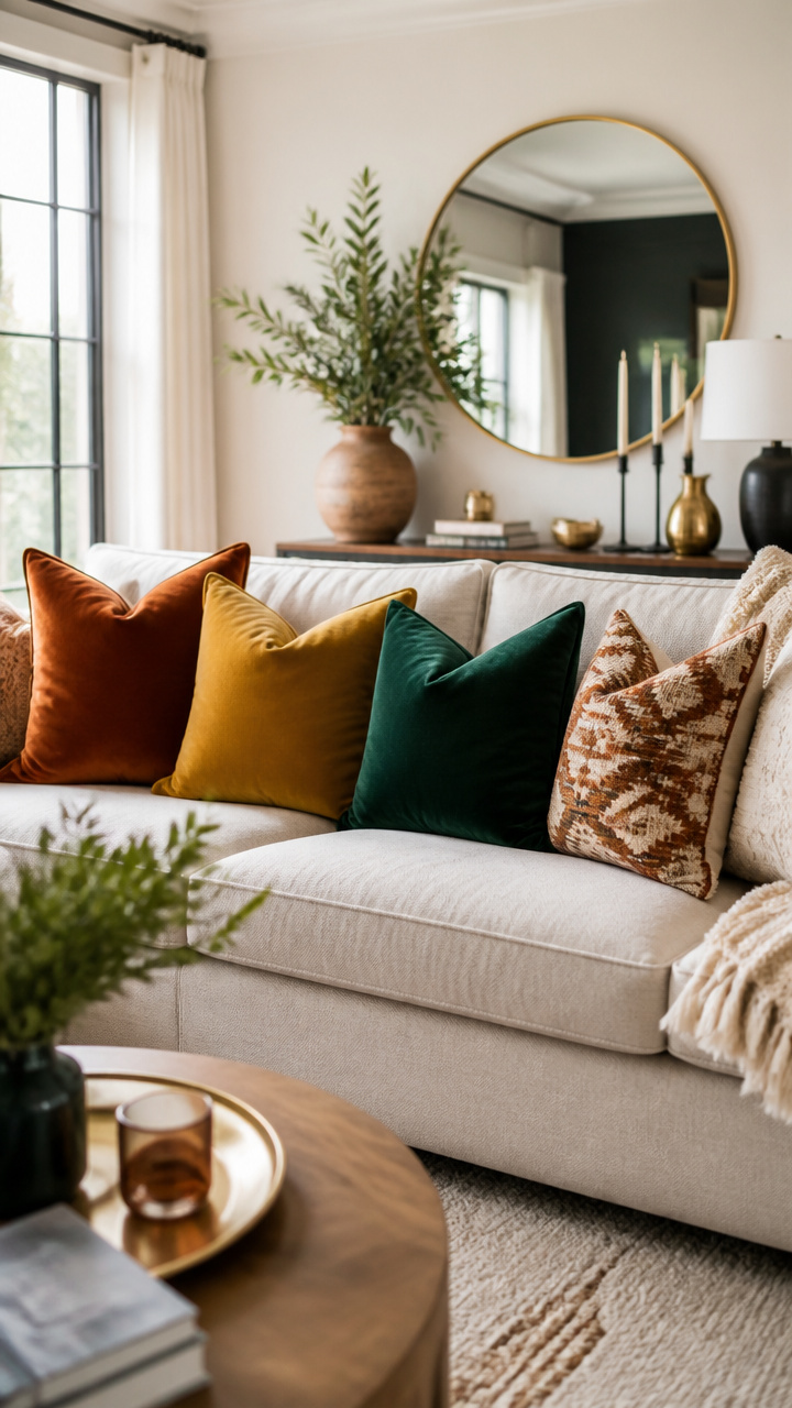 Swap Out Throw Pillows with Bold Colors