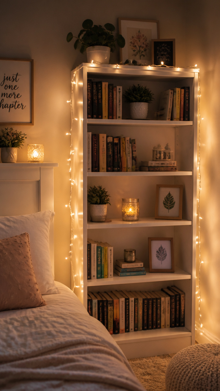 Drape Fairy Lights Over a Bookshelf or Bed Frame