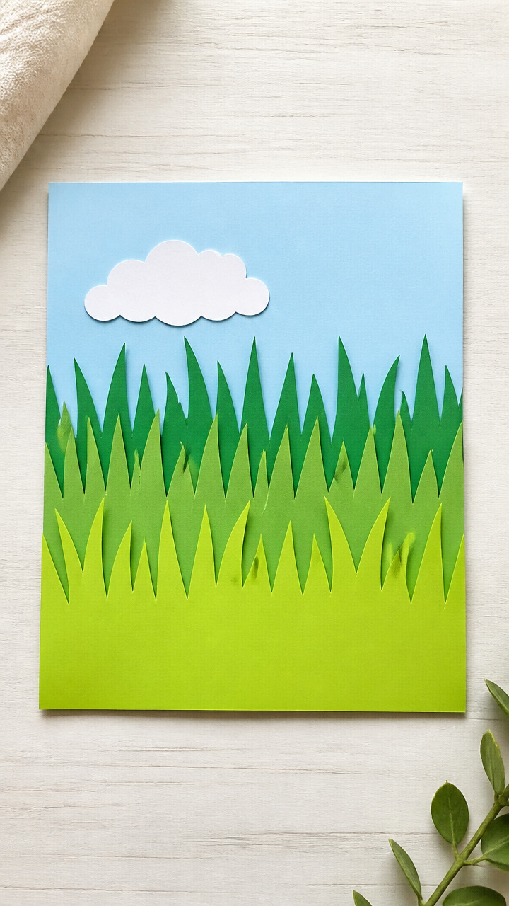 Paper Grass Field Scene